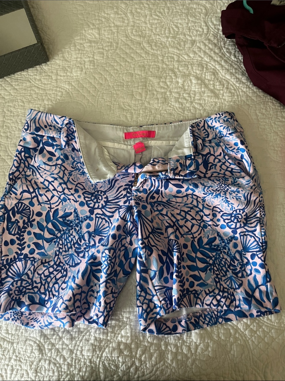 Lilly Pulitzer Pink and Blue Floral Bermuda Shorts - Picture 1 of 3